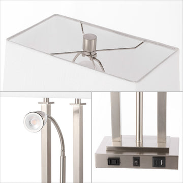 Blaire 23.75" 2-Light Modern Farmhouse Metal LED Table Lamp with USB Charging port - JONATHAN Y